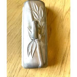 Vintage Hand Forged Aluminum Butter Dish COVER 40s 1950's USA Bamboo Everlast?